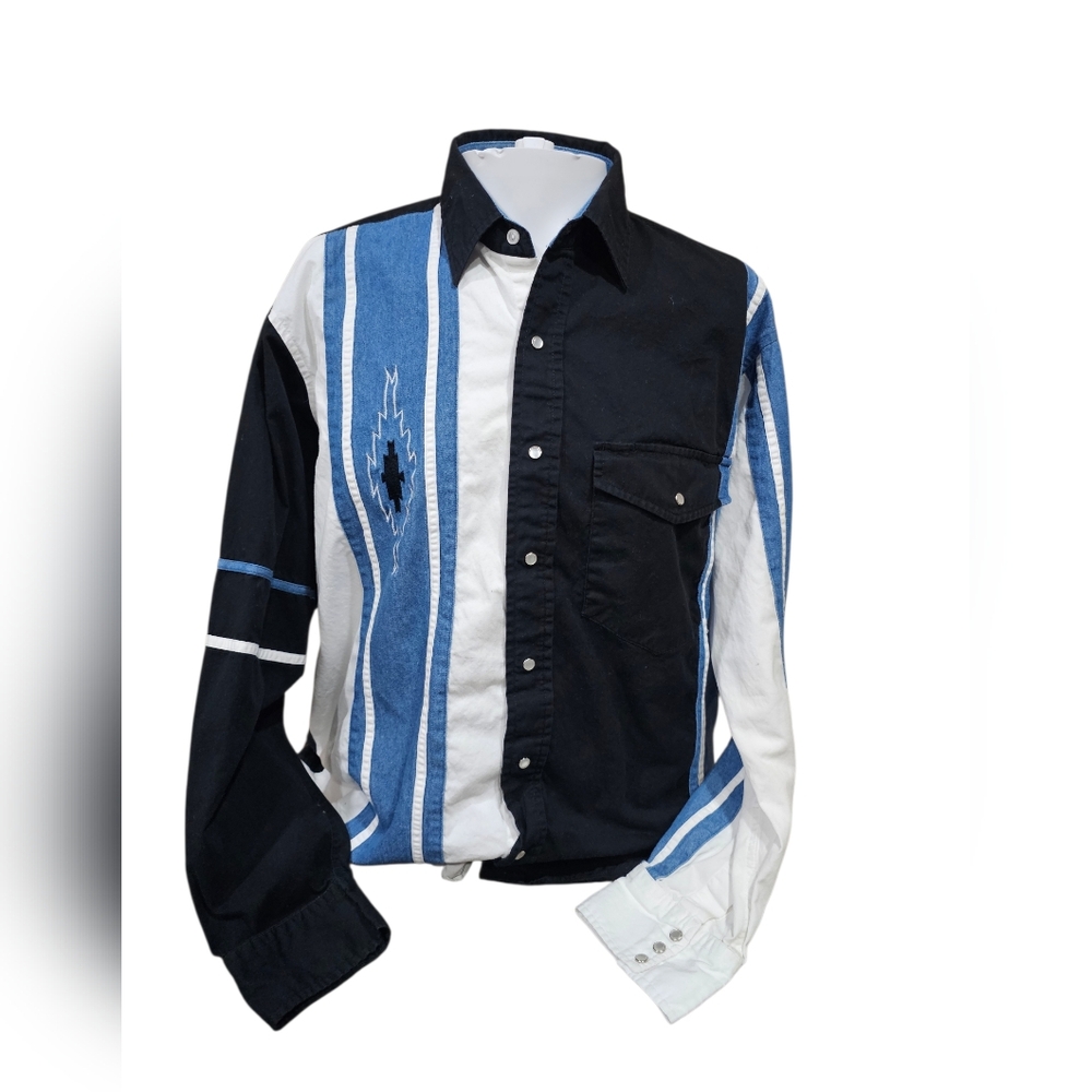 Plains Western Wear‎ Colorblock Snap Button Shirt Aztec Western Men’s Large